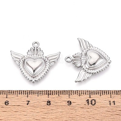 Подвески в форме сердца с крыльями из нержавеющей стали 304 STAS-T067-27P-1