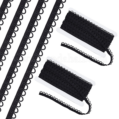 Wholesale PH PandaHall 11 Yards Black Petite Braid Trim Elastic