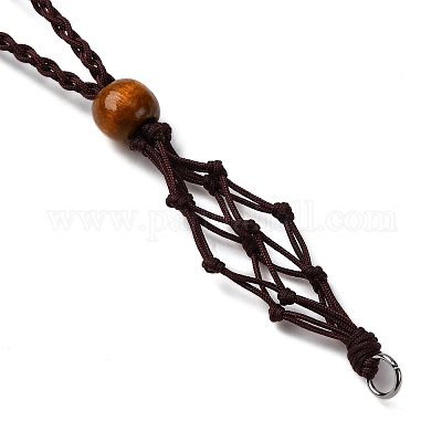 Изготовление ожерелья с подвеской в виде мешочка из нейлона в технике макраме NJEW-JN05344-01-1