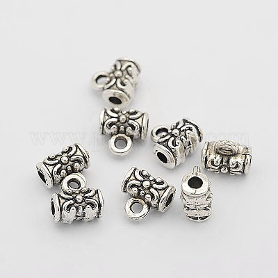 Бусы из сплава в тибетском стиле с резными цветочными бусами&nbsp;LS-TIBEB-O004-50-1