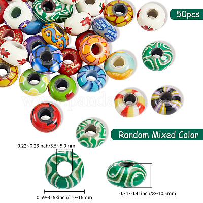 50 шт. европейские бусины из полимерной глины ручной работы CLAY-PA0001-11-1