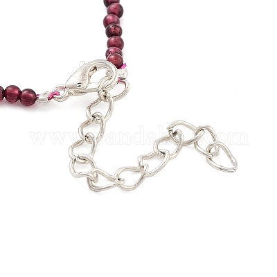 Мозамбик импортные круглые браслеты из бисера с натуральным гранатом BJEW-B095-03-1