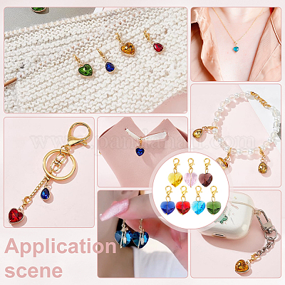 28 шт. 7-х цветные стеклянные подвески в форме граненого сердца HJEW-PH02040-1