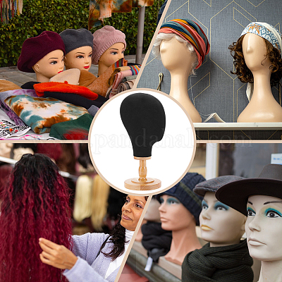 Деревянные стеллажи для шляп в форме головы AJEW-WH0816-101-1