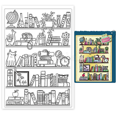 Book Clear Stamps Bookcase Bookshelf Transparent Silicone Stamp Seal for  Card Journal Diary Making Decoration and DIY Scrapbooking 