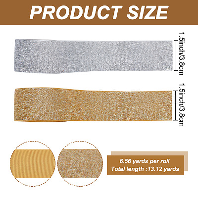 2 рулон 2-х цветных блестящих полиэстеровых репсовых лент OCOR-AR0001-55-1