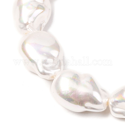 Нити бусин из искусственного жемчуга с гальваническим покрытием из фарфора BSHE-Z009-08-1