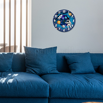 Настенные часы с принтом из мдф HJEW-WH0058-011-1