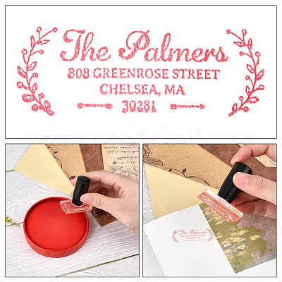 Wholesale CRASPIRE Custom Rubber Stamps Personalized Wood Rubber Stamps  Customized Logo/Name/Text/Address Vintage Round Decorative Wooden Handle  Stamp for Signature Letters Tags Bookmarks Endpage(1.57inch) 