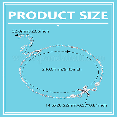 1 шт. браслеты на ногу из сплава с морскими звездами и пластиковым жемчугом&nbsp;AJEW-LP0007-56-1