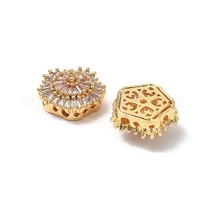 Латунные микро проложить кубического циркония бусы KK-A259-11G-02-1