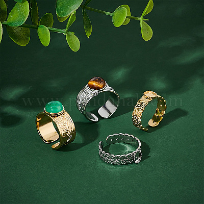 4 шт. 4 стиля фурнитуры для открытых манжет из нержавеющей стали 304 STAS-UN0057-71-1