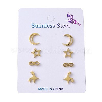 Комплекты сережек из нержавеющей стали 304 EJEW-S248-05B-G-1