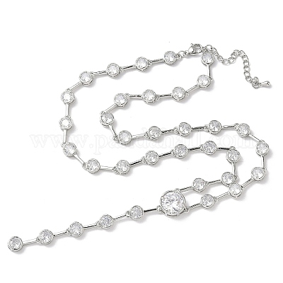 Ожерелья из латуни с прозрачными кубическими цирконами и паве NJEW-G183-06P-02-1