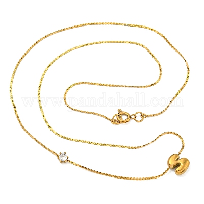 Ожерелья с подвесками из нержавеющей стали 304 с микропаве из кубического циркония NJEW-H017-01G-S-1