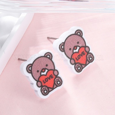 Деревянные серьги-гвоздики EJEW-M063-01G-1