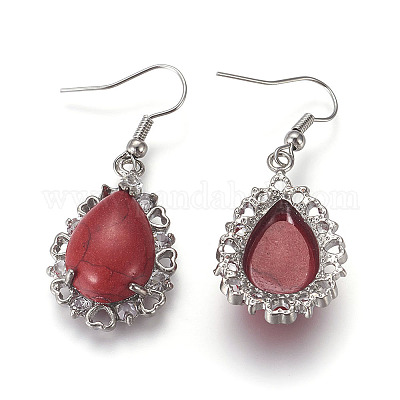 Болтающийся серьги синтетические бирюзовые EJEW-XCP0001-23-1