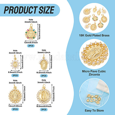 10 шт. 5 стиля латунные подвески с микропаве и кубическим цирконием KK-TA0002-40-1