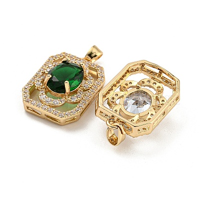 Латунные микропаве прозрачные подвески с фианитом KK-P263-25KCG-1