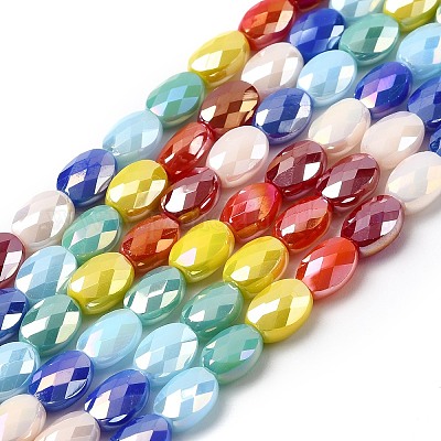 Гальванизировать непрозрачные сплошной цвет стеклянные бусы пряди GLAA-F131-04-1