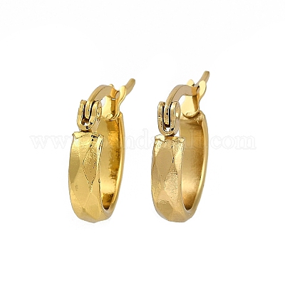 Серьги-кольца из нержавеющей стали 202 с вакуумным покрытием PVD EJEW-H003-51G-1