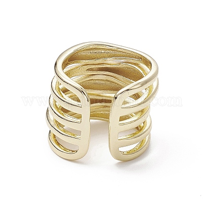 Стойка покрытие латунь открытые манжеты кольца RJEW-K257-36G-1