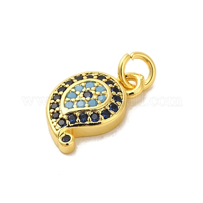 Настоящая 18-каратная позолоченная стойка с покрытием из латуни с микропаве из кубических цирконий подвески-шармы KK-S396-01H-1