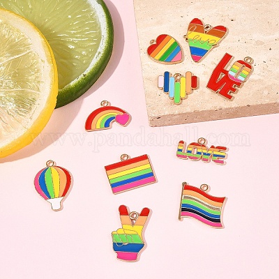 20 шт. 10 стиля радужных эмалевых подвесок из сплава гордости ENAM-FS0002-92-1