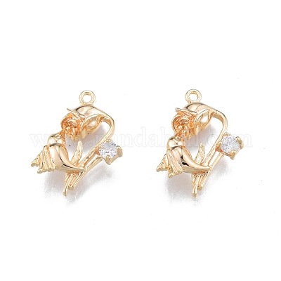 Латунные микропаве прозрачные подвески с фианитом KK-G432-12G-1