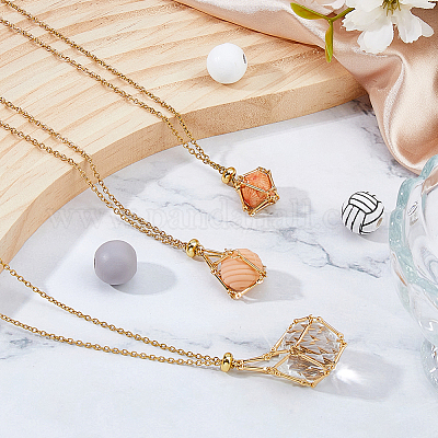 6 шт. 3 стиля 304 нержавеющая сталь макраме мешочек плетеный держатель драгоценных камней NJEW-DC00002-1