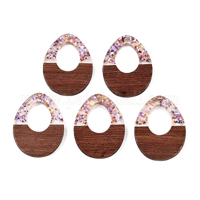 Подвески из эпоксидной смолы и орехового дерева RESI-T057-12B-1