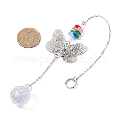 Латунные подвесные украшения в виде бабочек HJEW-JM01758-1