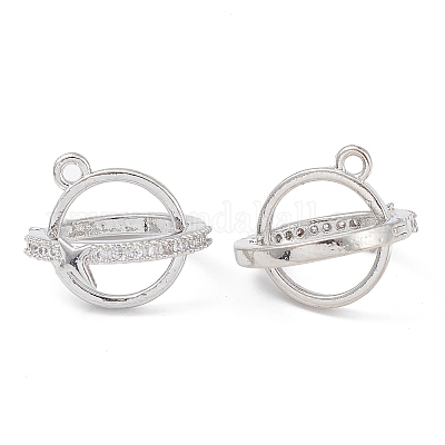 Подвески в клетку из бисера из прозрачного кубического циркония с покрытием из латуни KK-G464-10P-1