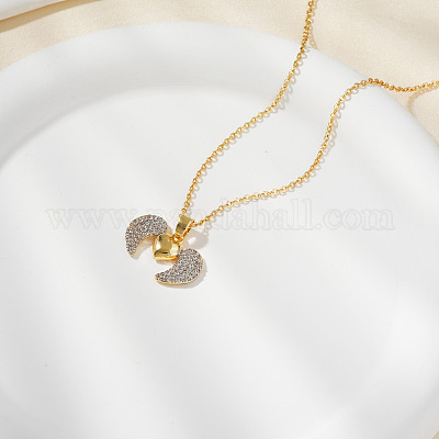 Элегантное модное двухцветное ожерелье в форме крыла сердца с инкрустацией из кубического циркония из латуни SS1837-1