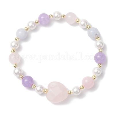 Браслеты-растяжки из натуральных бусин аквамарина BJEW-JB11759-1