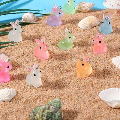 70шт 7 цвета светящиеся прозрачные подвески из смолы RESI-SZ0003-35-1