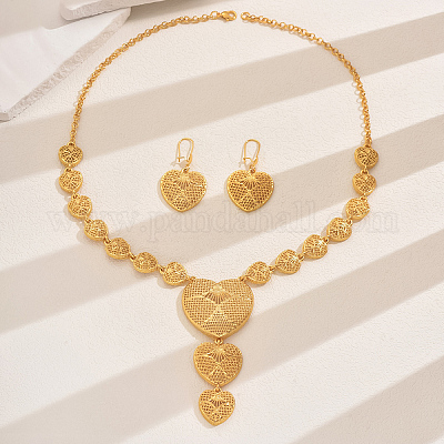Элегантные комплекты из ожерелья и серег с полым сердцем в ближневосточном сплаве для женщин AK4437-1