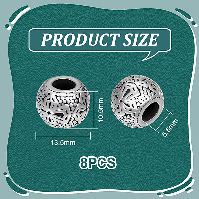 8 шт. европейские бусины из нержавеющей стали 304 STAS-UN0054-44-1