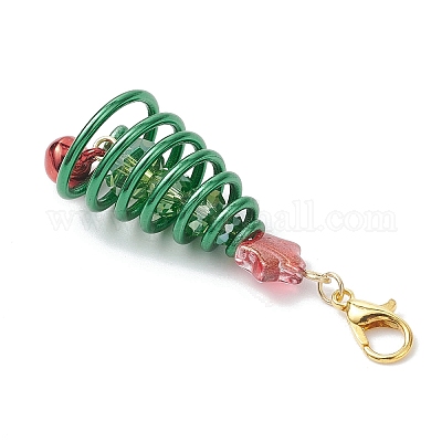 Подвеска-колокольчик из стекла и латуни на рождественскую елку HJEW-JM04255-1