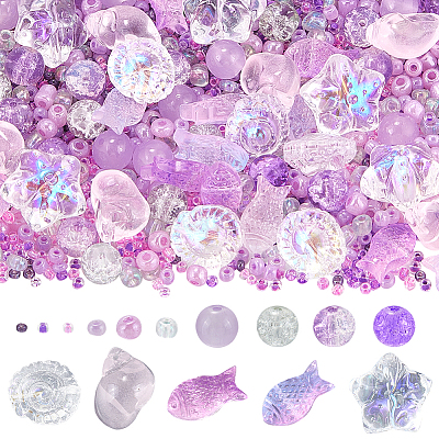 Прозрачные стеклянные бусины смешанного стиля GLAA-SC0002-21A-1