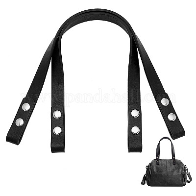 PH PandaHall 2pcs PU Leather Bag Handles Black Purse Straps Replacement  15.7 Handbag Handles Purse Handles for Handbag Purse Wallet Underarm Tote