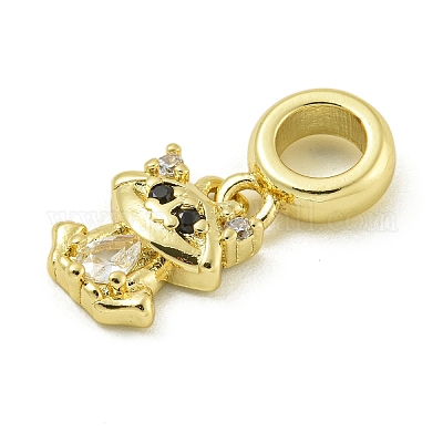 Подвески-подвески в виде лисы из прозрачной и черной кубической цирконии с латунным покрытием KK-Z067-55G-1