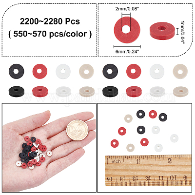 4 цвет плоские круглые бусины ручной работы из полимерной глины CLAY-AR0001-26-1