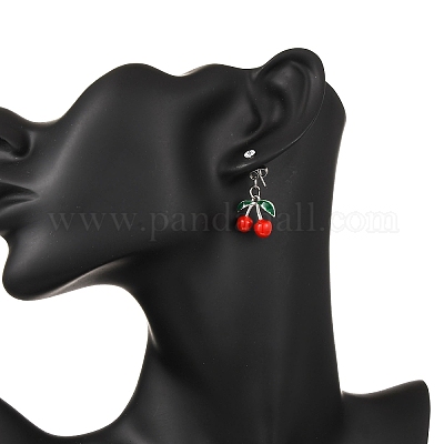 Серьги-гвоздики с эмалью из вишневого сплава EJEW-JE06633-1