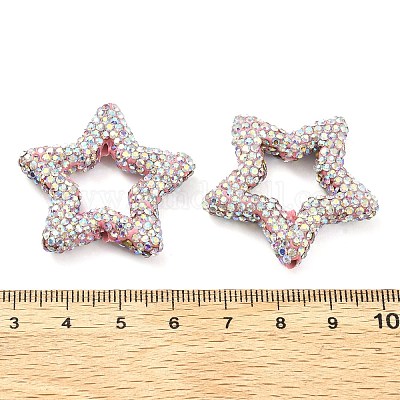 Звездообразные полимерные глиняные бусины со стразами CLAY-NH0001-06G-1