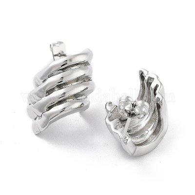 Серьги-гвоздики из латуни с ромбами EJEW-Q811-24P-1