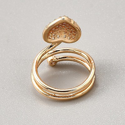 Женские кольца на палец из латуни с микропаве и кубическим цирконием RJEW-WH0004-67KCG-1