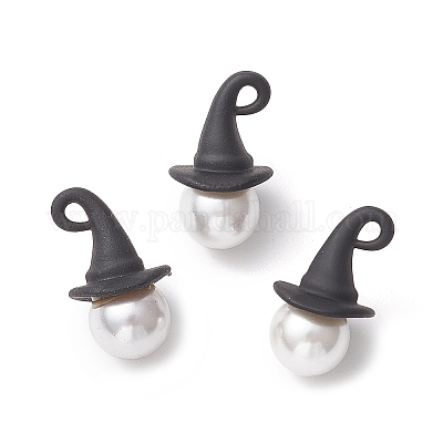 Тема Хэллоуина круглая ракушка жемчуг с подвесками в виде ведьминой шляпы из сплава PALLOY-JF04237-1