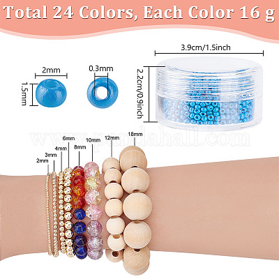 Набор круглых стеклянных бусин 24 цвет 12/0 класса А SEED-PH0004-01-1