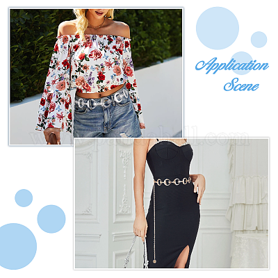 2 шт. 2-х цветные цепочки на талию из цинкового сплава с изображением луны и звезды&nbsp;AJEW-HS0001-12-1